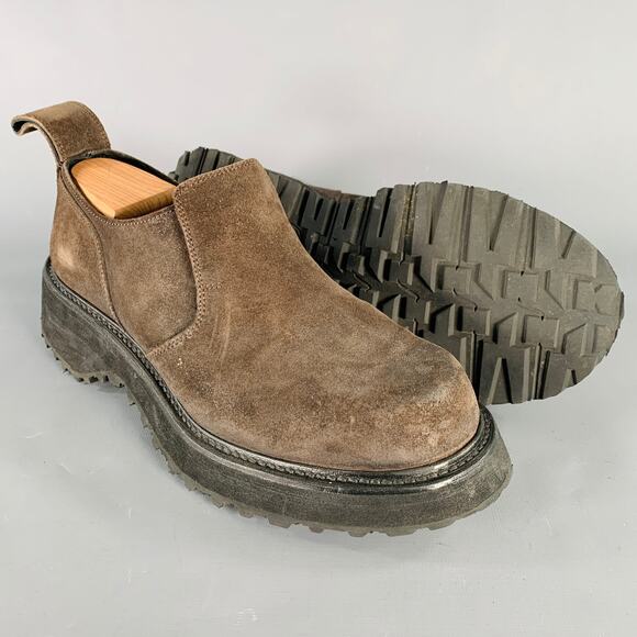 JULIUS_7 Size 9.5 Brown Black Suede Chunky Tread Sole Loafers - Picture 5 of 8